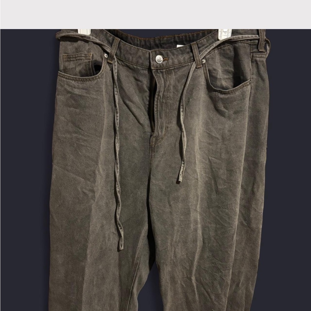 H&M Wide Leg Flare Jeans in Washed Olive
